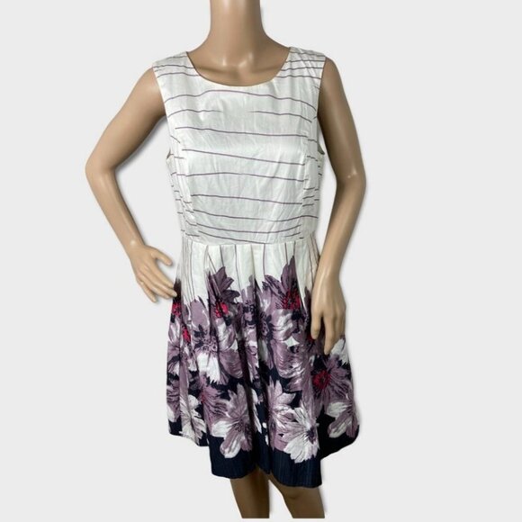 NWT She Sky Flare Dress White Floral Bohemian Sz Large New With Tags Skater Y2K - Picture 5 of 16